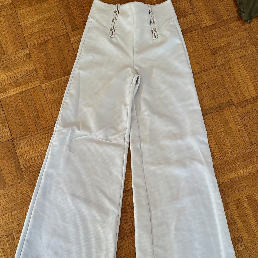 Carbon38 Wide Leg White Pants Neoprene Size S